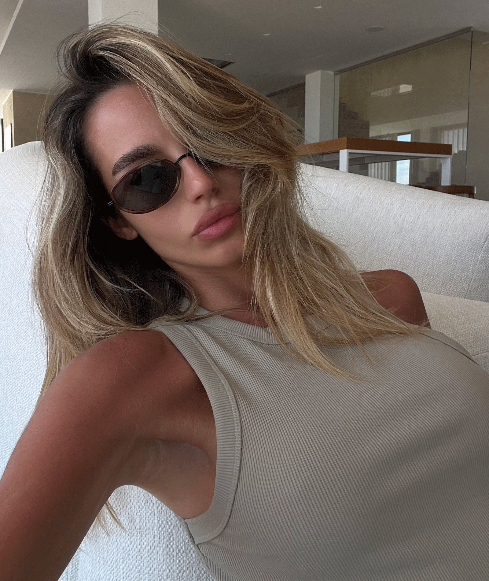 RIBBED TANK - TAUPE